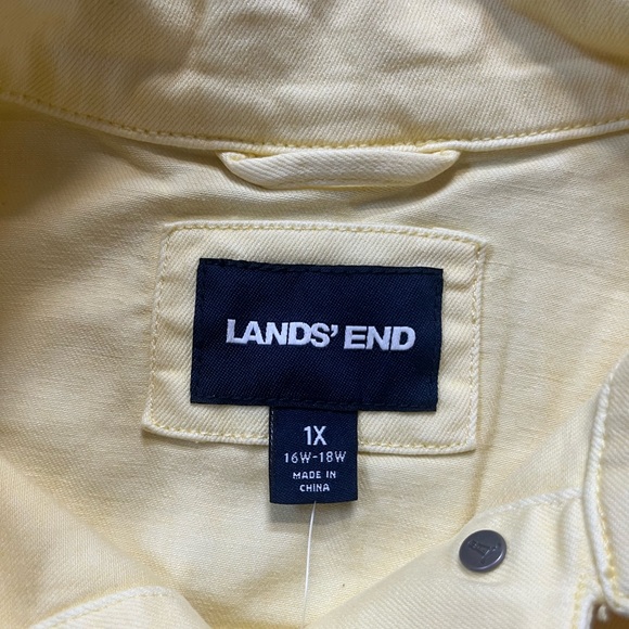 Lands’ End Pastel Yellow Denim Button Up Jacket Women’s Size 1x 16w - 18w NWT - Picture 5 of 9